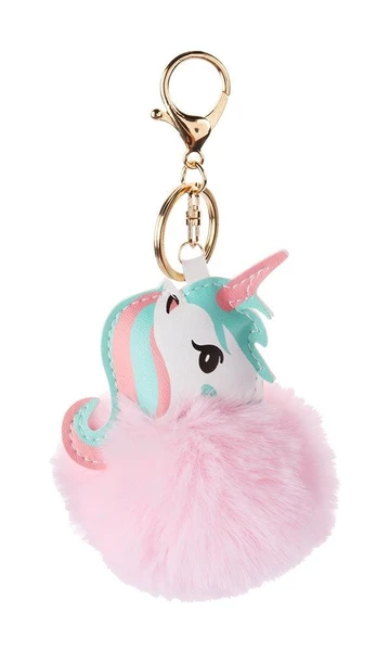 Porte-Clés Pompon Licorne rose