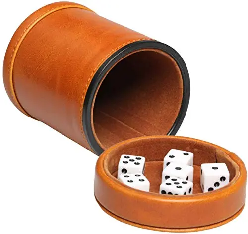 Dice Cup Pot à dés en similicuir avec intérieur en velours, silencieux, pour jeux de société Liars Dice Farkle Yahtzee