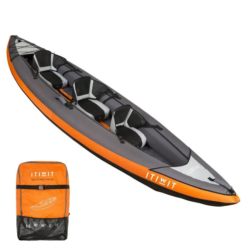 CANOE KAYAK GONFLABLE DE RANDONNEE 2/3 PLACES ORANGE