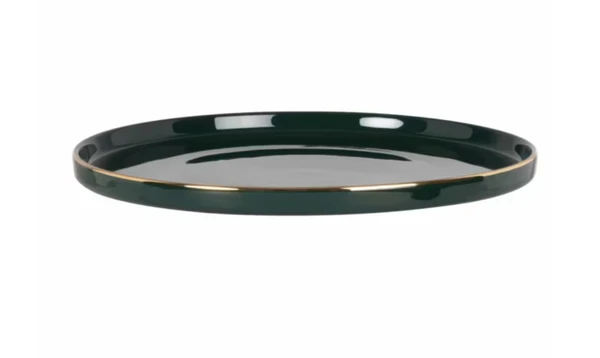 Lot de 6 - Assiette plate en porcelaine verte et dorée