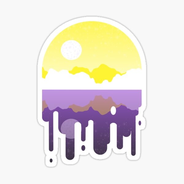 Paysage d'égouttement non binaire subtil | Sticker