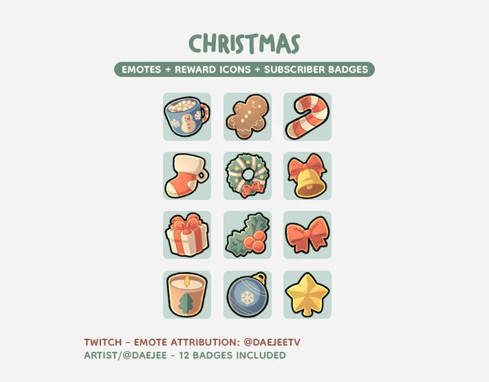 🎄 CHRISTMAS PACK | x12 badges/emotes - Daejee's Ko-fi Shop