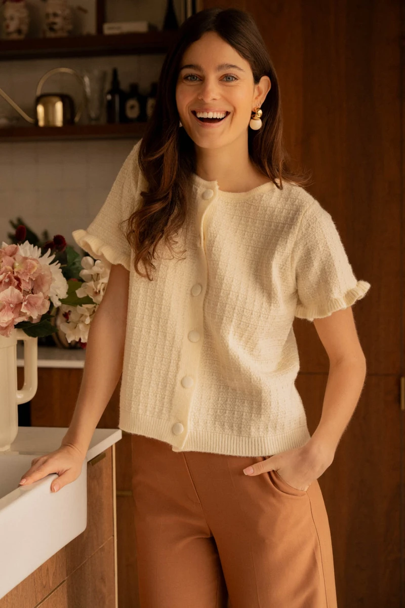 Gilet En Maille Écru - Ecru - Boutique Libertie