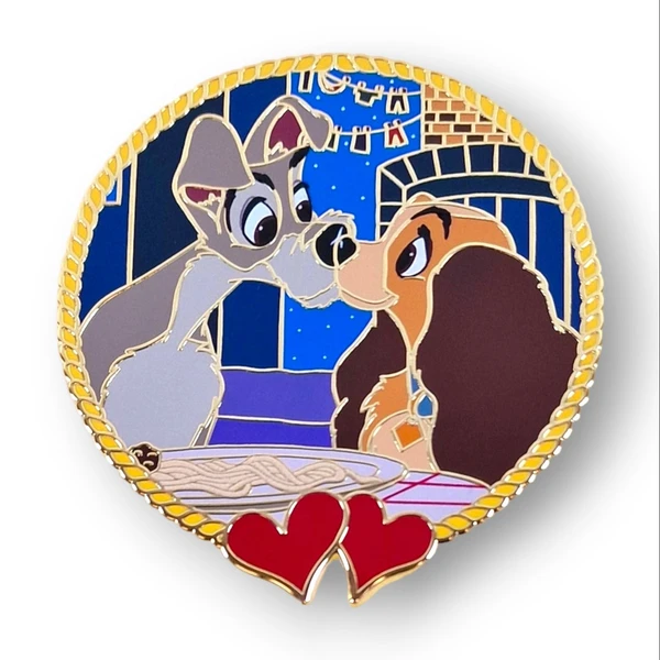 Lady & The Tramp Disney fantasy pin 2.5&quot; inch. &quot; Kiss series &quot; # 2/8