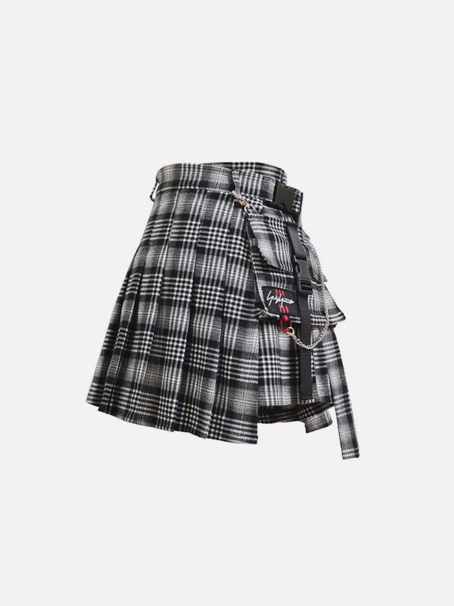 Vintage Plaid Irregular Pleated Skirts