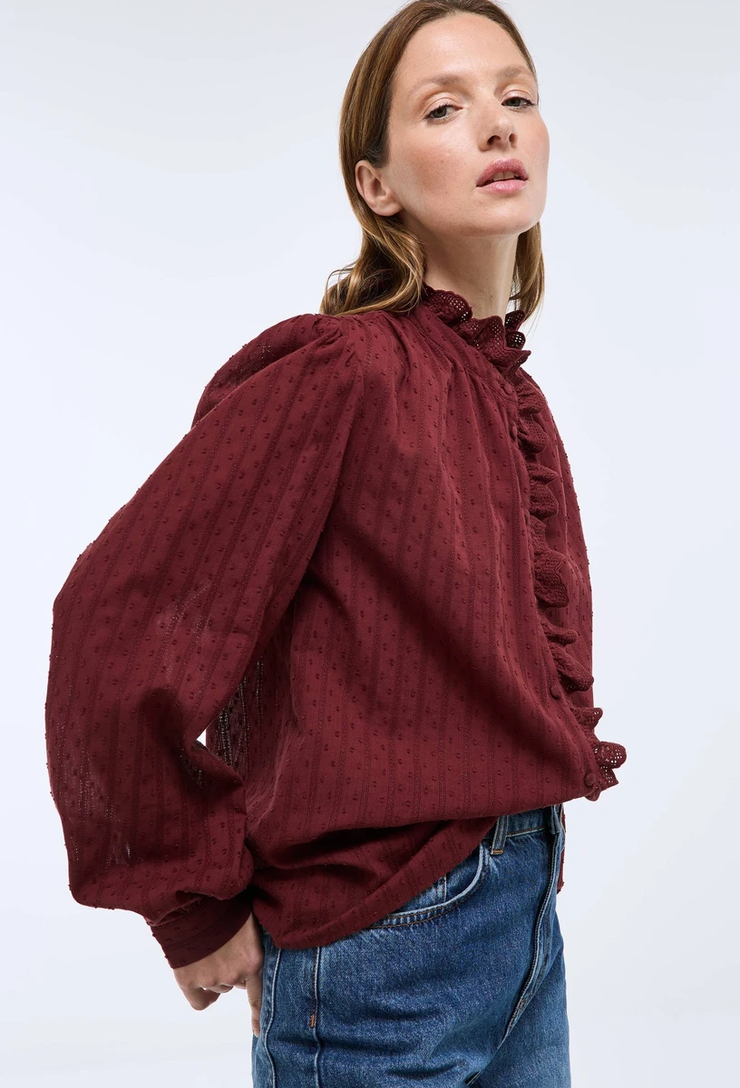 Blouse manches longues unie en coton BIO GOTS