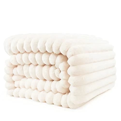 Couverture douillette, couvre-lit/couverture de canapé chaude et moelleuse pour maman, femme et petite amie, 150 x 200 cm, beige
