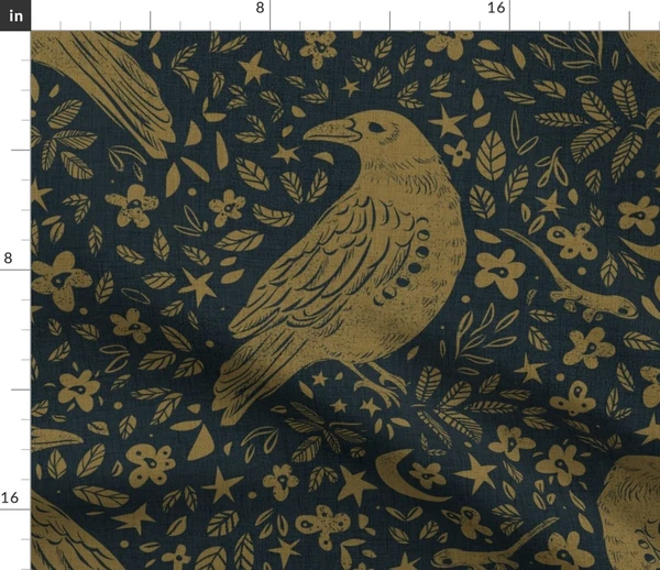 Mystic gothic Crow _ bohemian Fabric | Spoonflower