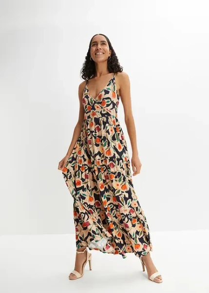 Robe longue en viscose extensible