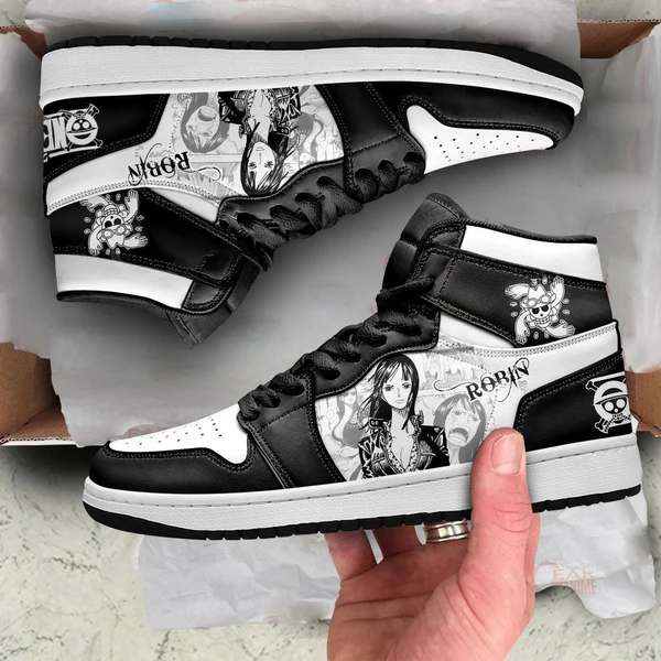 Nico Robin One Piece Shoes – Monochrome Manga Style Custom Sneakers
