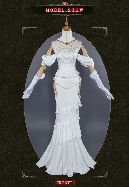 Uwowo Anime Overlord Albedo Cosplay Plus Size White Dress Costume
