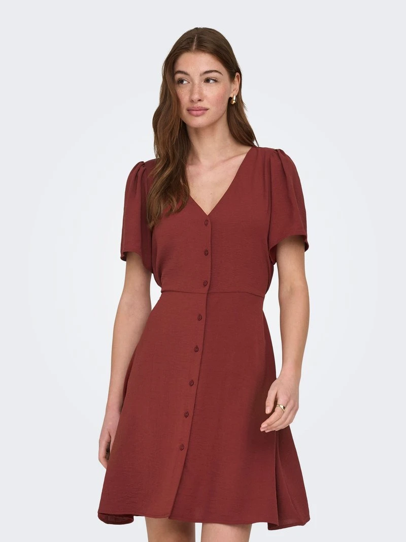 ONLY ONLLUCA KURZES - Robe de jour - spiced apple/rouge foncé chiné - ZALANDO.FR
