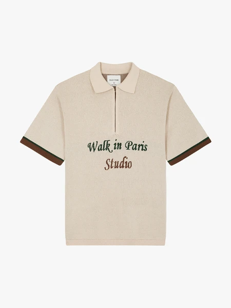 Le polo en maille beige