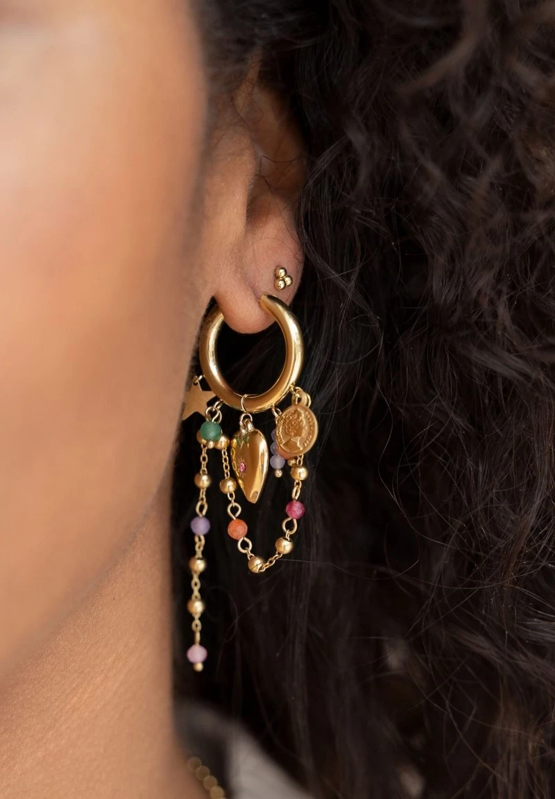 My Jewellery WITH HEART BEADED CORDS - Boucles d'oreilles - goudkleurig/doré - ZALANDO.FR