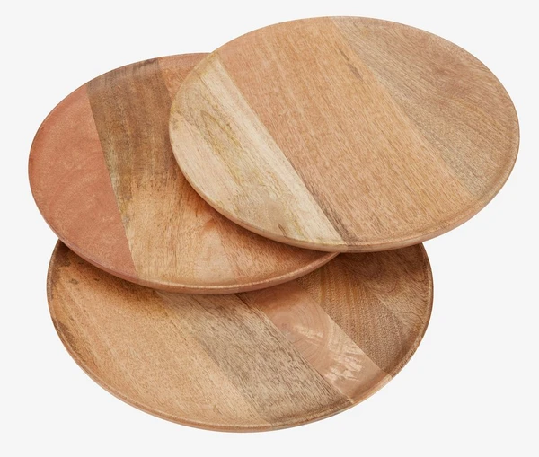 Plateau décoratif GERNER Ø30cm bois manguier