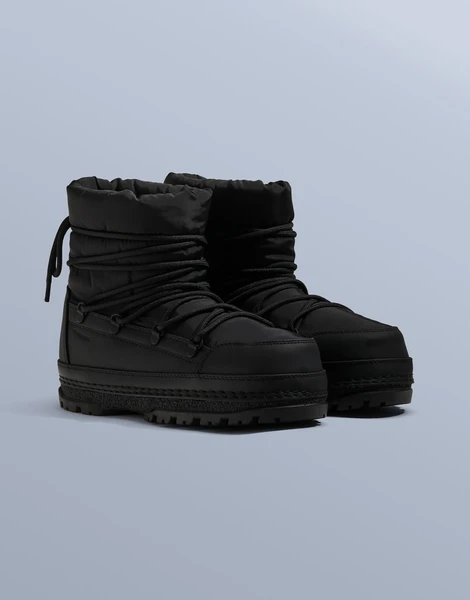 Oysho - Bottes après-ski à lacets en nylon - Noir