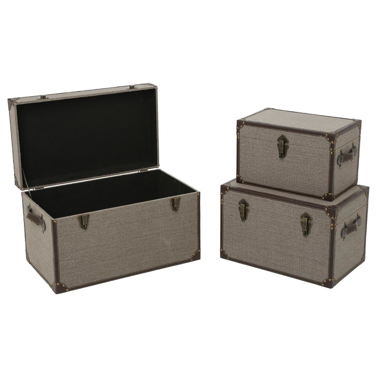 Lot de 3 malles Taupe Canvas