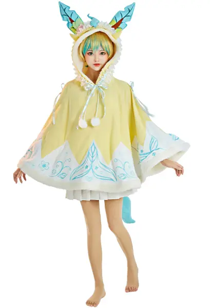 Cape à Capuche Kawaii Dérivé Leafeon avec Motif avec Queue