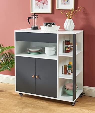 BAÏTA MAX11 Desserte Cuisine, Gris et Blanc, L80cm : Amazon.fr: Cuisine et Maison