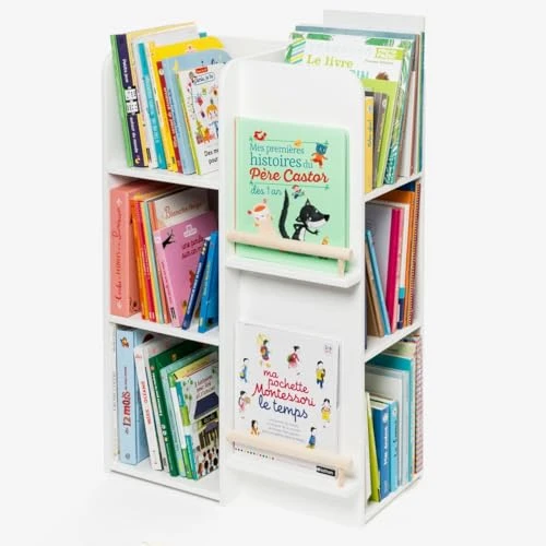 oxybul | Bibliothèque Multi-Faces Blanc et Naturel 2-12 Ans