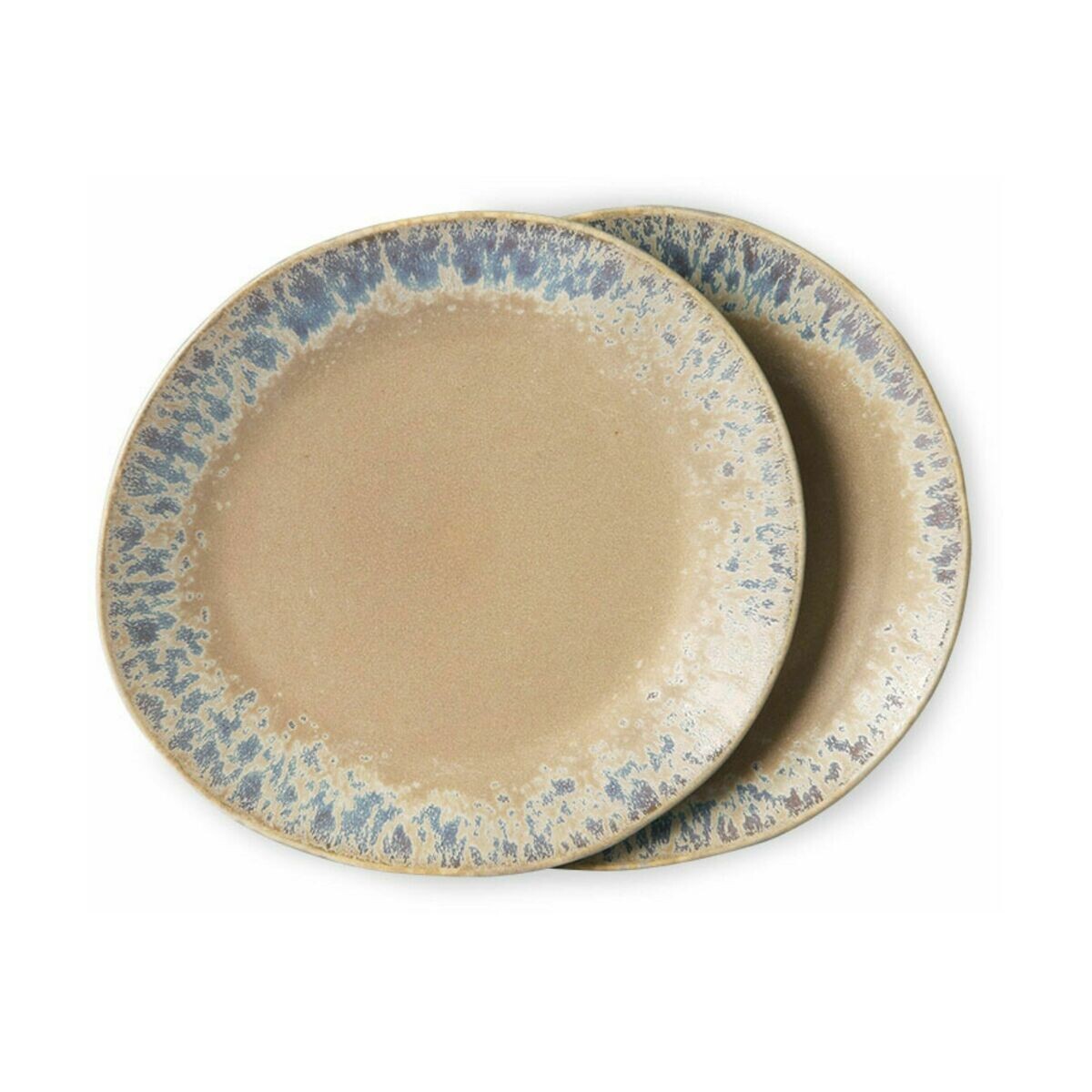 2 Assiettes beige Bark 22 cm en céramique 70's - HKliving
