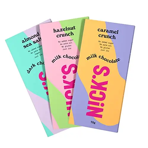 NICKS Mix tablettes de Chocolat Sans Sucres Ajouté, Barre Keto, Chocolat à faible teneur en glucides lowcarb, sans gluten et sans huile de palme (3x75g)