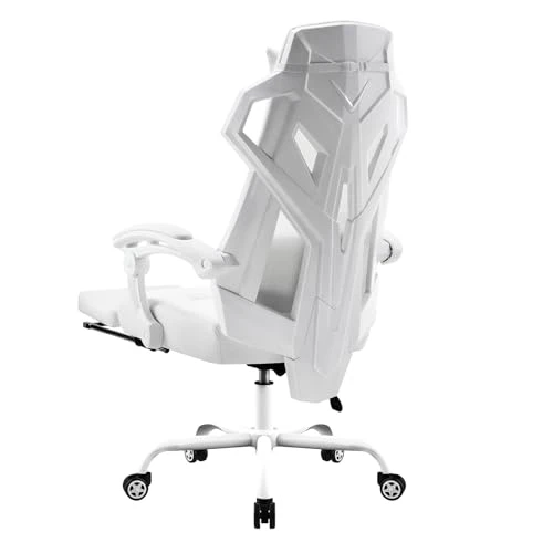 GTPLAYER Chaise de Bureau Ergonomique Chaise Gaming Style Technologique avec Accoudoir Synchronisé Hauteur Réglable Dossier Claire-Voie (Blanc)