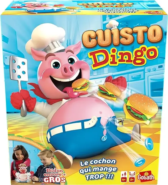 Cuisto Dingo - Jeux de Société pour Enfants - Amusez-vous à Nourrir le Cochon sans Faire Exploser son Ventre - Jeu Rigolo dès 4 Ans - Jouez en Famille ou entre Amis - 2 à 4 joueurs