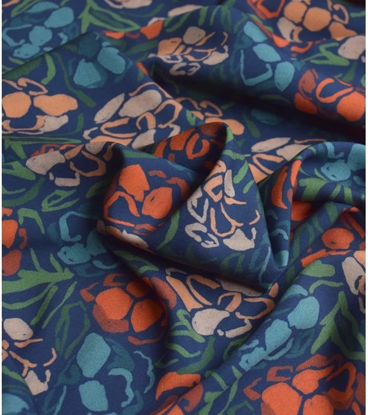 Tissu viscose - Roseraie midnight Singulière par Cousette.