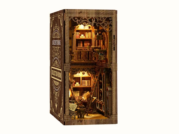 DIY Ancient Book | Book Nook Kit | 3D Valentine's Day gift for Book Lovers, Bookshelf Insert 3D Wooden Puzzle, Dust Cover Included