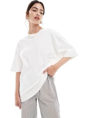 Stradivarius - T-shirt oversize en coton épais - Blanc