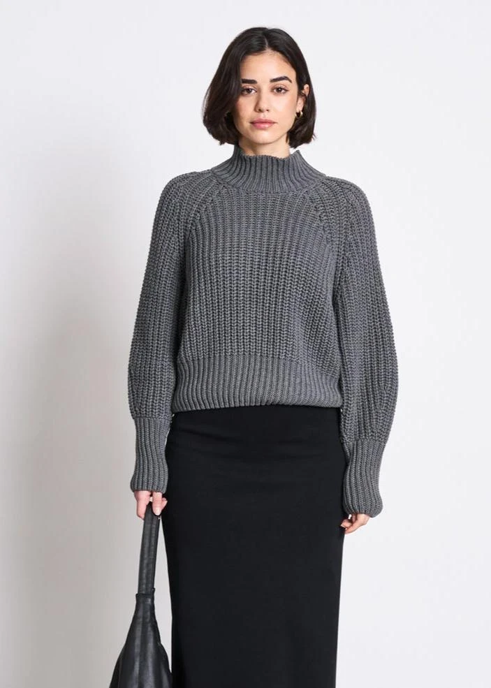 Pull maille oversize en coton bio | gris "ola dark grey" Jan'n June