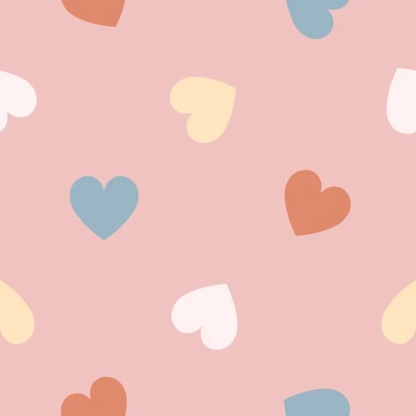 Tissu cretonne coton écru cœurs multicolore