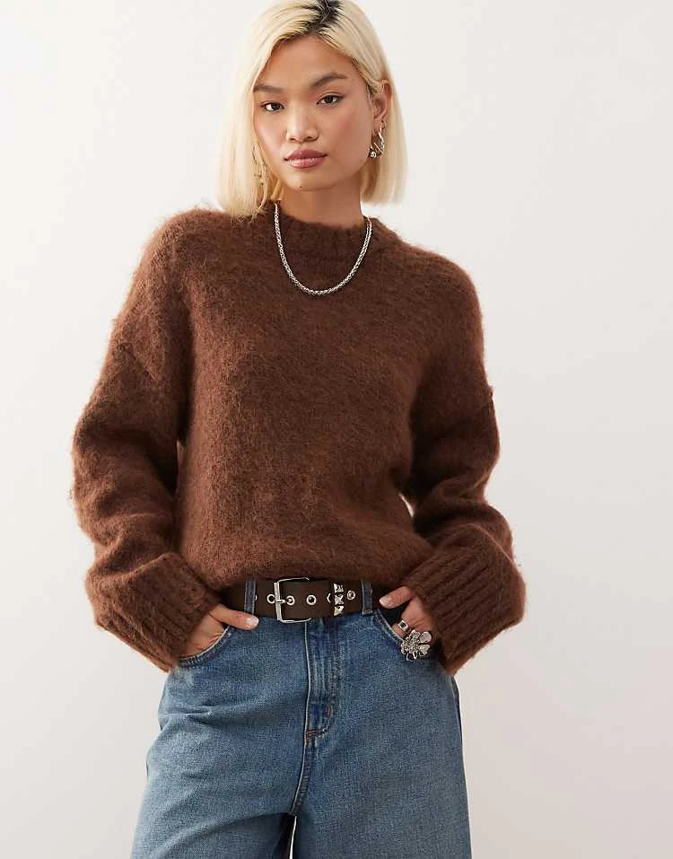 Monki - Pull ras de cou décontracté - Marron chocolat
