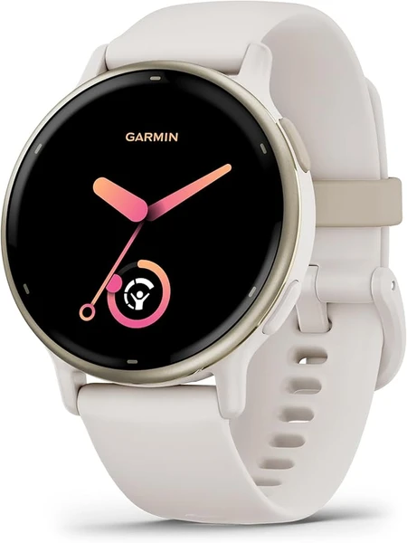 Garmin vívoactive 5 - Montre connectée GPS Sport et santé – Cream Gold avec Bracelet Ivoire