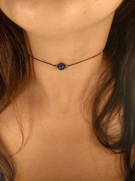 Lapis Lazuli Choker, Lapis Lazuli Collier, Gemstone Choker, Gemstone Necklace, Boho Choker, Boho Necklace, Semi-Precious Choker, Tonsai 2