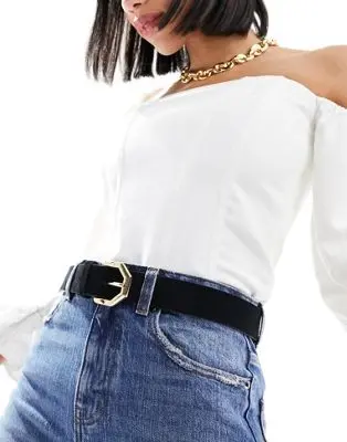 Mango - Ceinture avec boucle biseautée - Noir
