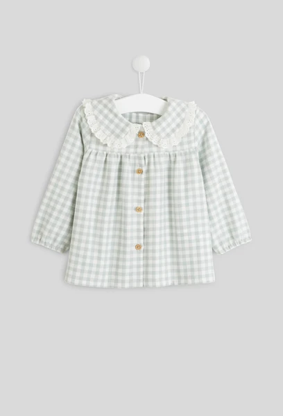 Blouse à col à carreaux en coton BIO GOTS