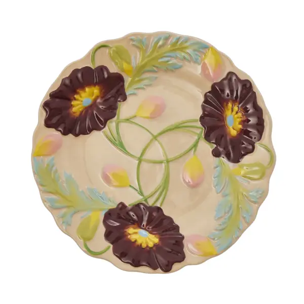 Assiette en Céramique à fleurs en relief - Sable Doux