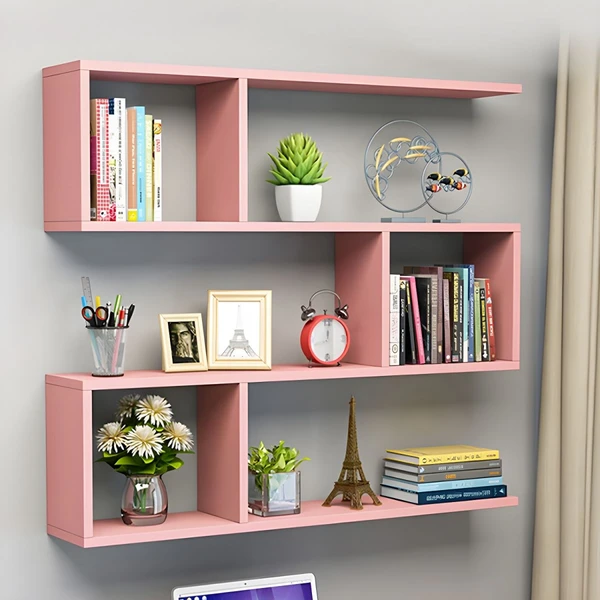 Étagère flottante en bois moderne avec dos fermé pour la maison - Rose L 80 x l 15 x H 75 cm Bibliothèques
