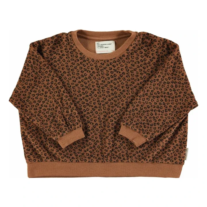 Piupiuchick - Sweat Léopard Eponge Coton Bio - Brun | Smallable