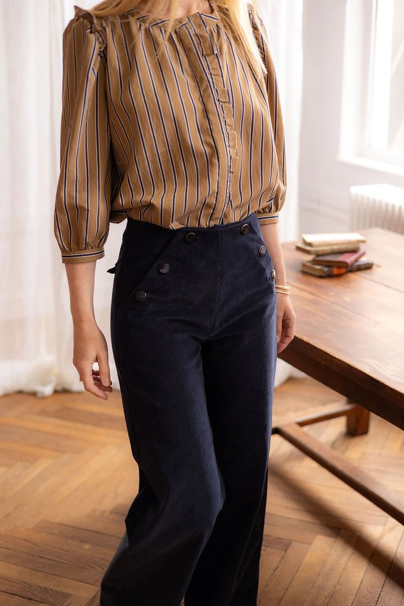 Joli Kit Couture - Pantalon Noé velours marine