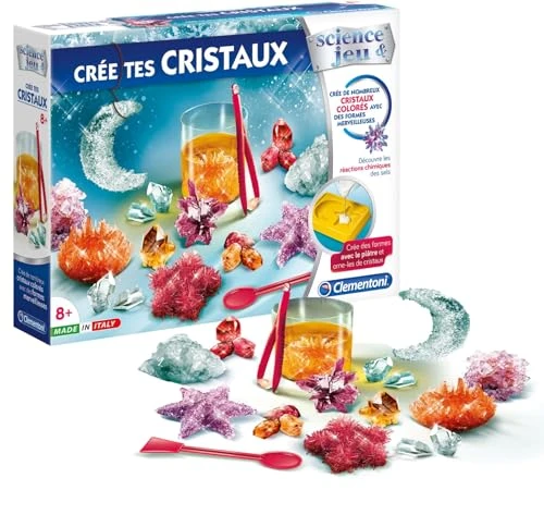 Clementoni | Science &amp; Jeu – Crée Tes Cristaux Enfant 8 Ans+ | Kit Scientifique DIY Chimie et Géologie | Expériences Cristaux Maison | Jeu Scientifique Manuel | Activité Éducative à Réaliser