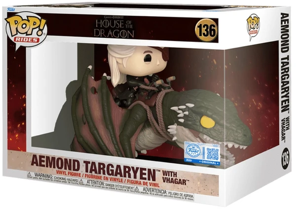 Figurine Pop House of the Dragon #136 pas cher : Aemond Targaryen avec Vhagar