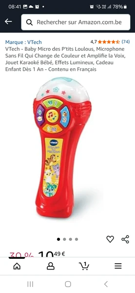 VTech - Baby Micro des P'tits Loulous, Microphone Sans Fil Qui Change de Couleur et Amplifie la Voix, Jouet Karaoké Bébé, Effets Lumineux, Cadeau Enfant Dès 1 An - Contenu en Français : Amazon.com.be: Jouets