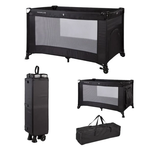 X Adventure Lit parapluie bébé avec Sac de Transport 120 x 60 cm Noir