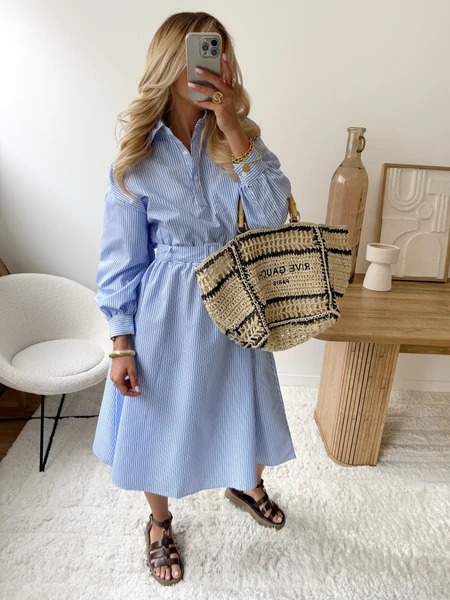 Robe longue à rayures et ceinture FAYE