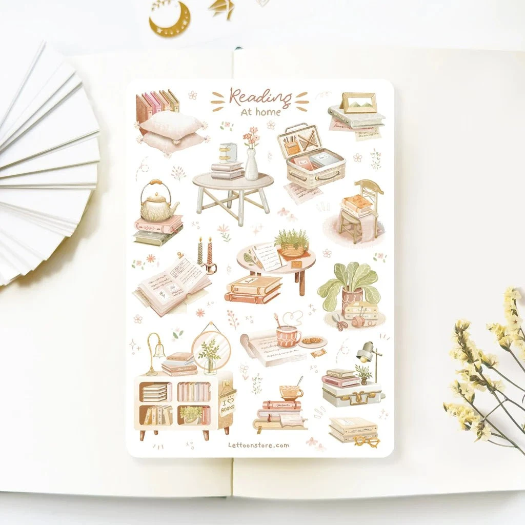 Stickers décoratifs | Reading at home (papier semi-transparent)