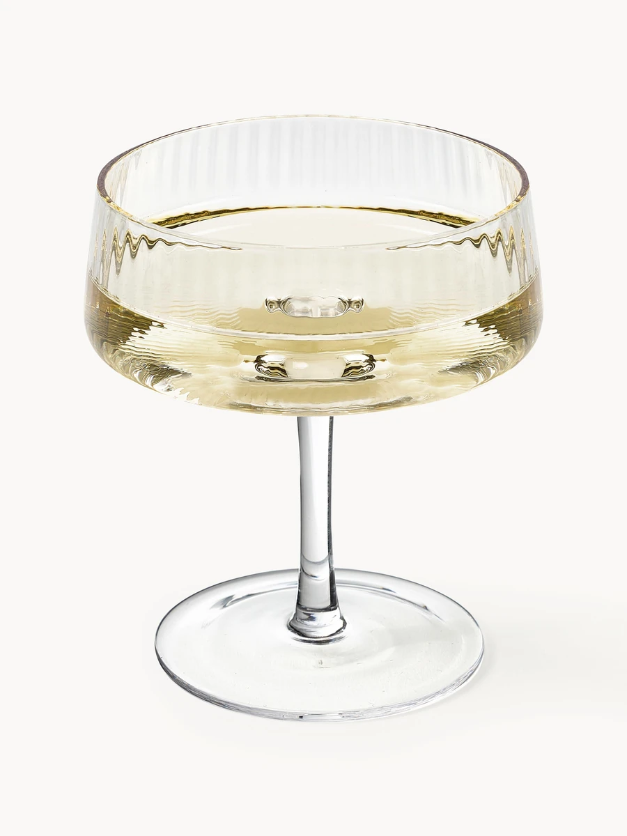 Coupes à champagne artisanales en verre strié Cami, 4 pièces