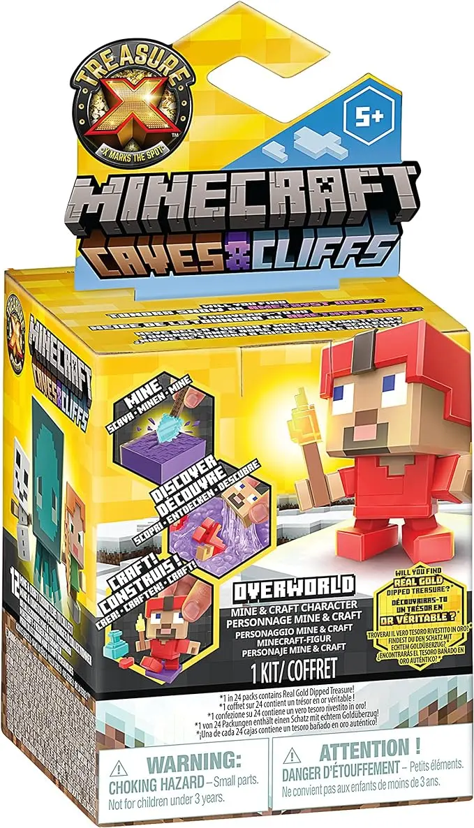 TREASURE X 41675 Caves & Cliffs. Overworld Minecraft, découvrez 10 Niveaux d'aventure et 12 Personnages de Mines et d'artisanat à Collectionner. Vous trouverez Le véritable trésor trempé d'or